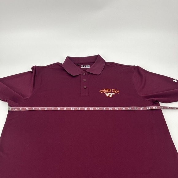 Under Armour Shirt Mens Virginia Tech Hokies L Maroon Short Sleeve Polo HeatGear - Picture 8 of 9